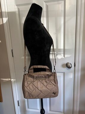 lug Quilted Convertible Shoulder Bag in Taupe